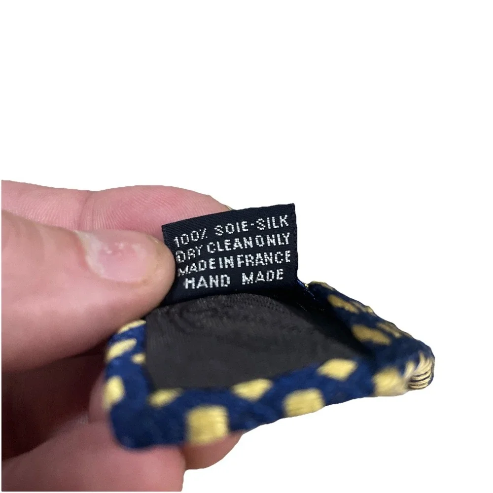 Faconnable Navy Blue Tie with Yellow Geometric Dots